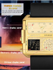 Original Sanda Triple Time Watch Gold Colour with black Belt image 2