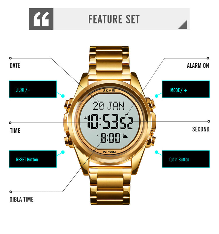 Original SKM Qibla Watch Gold Colour image 5