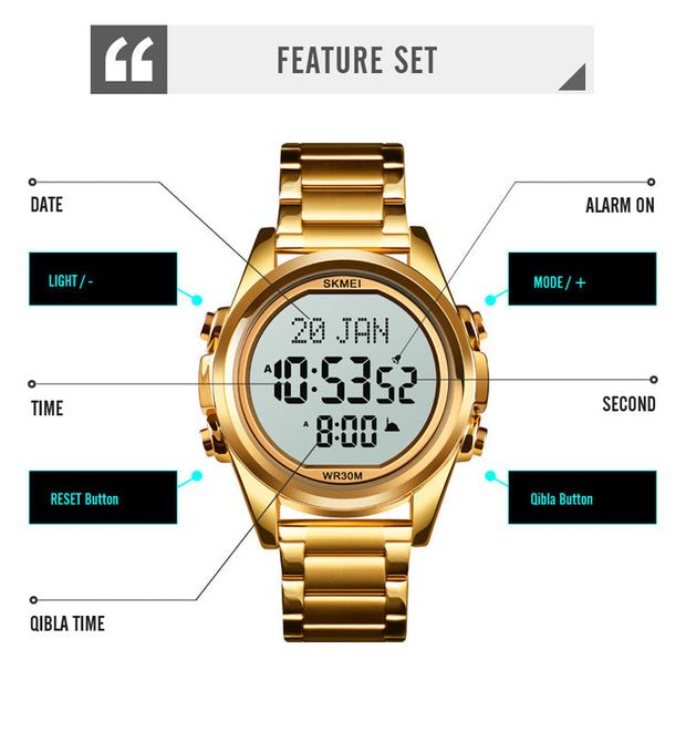 Original SKM Qibla Watch Gold Colour image 5