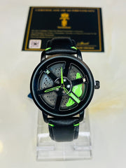 Original allroy rim Watch Black belt with Green dial image 2