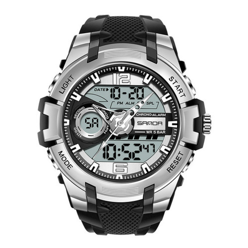 Original Sanda Sport Watch Sliver Dial With Black belt image 7