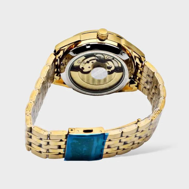 Skeleton Automatic Moon Graph Working  Golden Chain With White Dial image 4