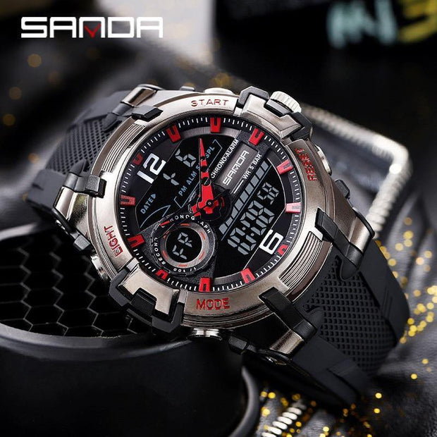 Original Sanda Sport Watch Red needle  With Black belt image 1