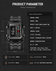 Original SKM Black Chain Square Dual time image 1