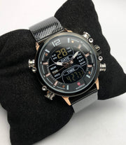Kademan Original Watch with Dual time and shepard Chain Black image 5