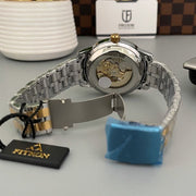 Skeleton Automatic Moon Graph Working  Two tone Chain With golden Dial image 2