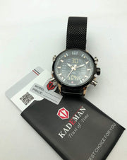 Kademan Original Watch with Dual time and shepard Chain Black image 3