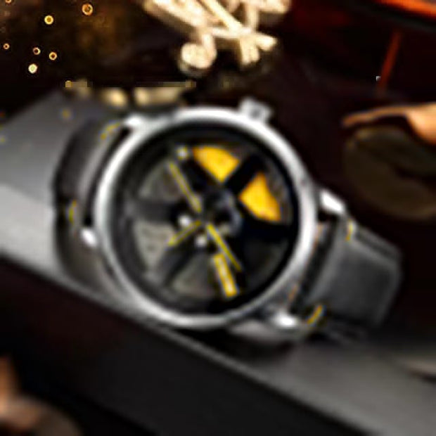 Original allroy rim Watch Black belt with Yellow dial image 6