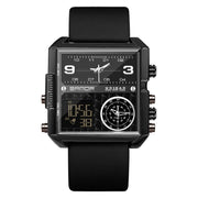 Original Sanda Triple Time Watch Black Colour with black Belt image 0