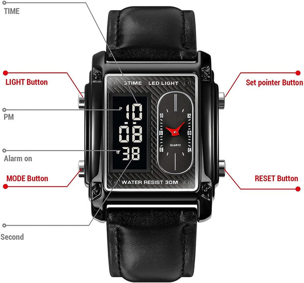 Original SKM Black belt Square Dual time image 2