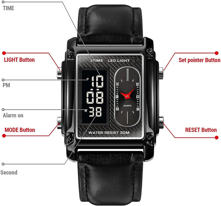 Original SKM Black belt Square Dual time image 2