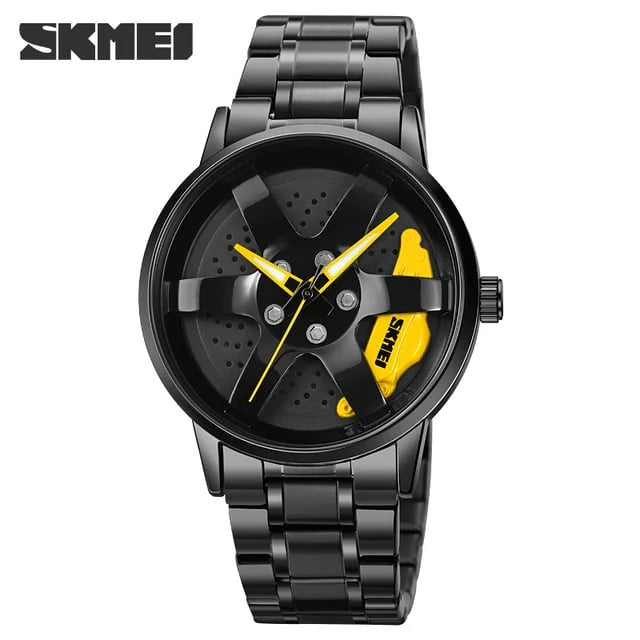SKM  Watch BLACK CHAIN WITH YELLOW PEDAL image 0