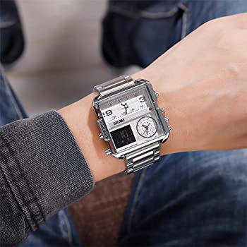 Original SKM Triple  Time Watch Silver Sqaure image 2