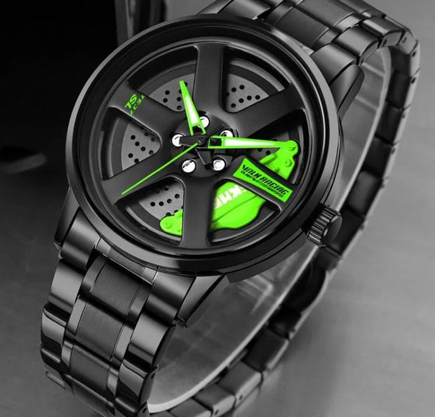 SKM  Watch BLACK CHAIN WITH GREEN PEDAL image 5